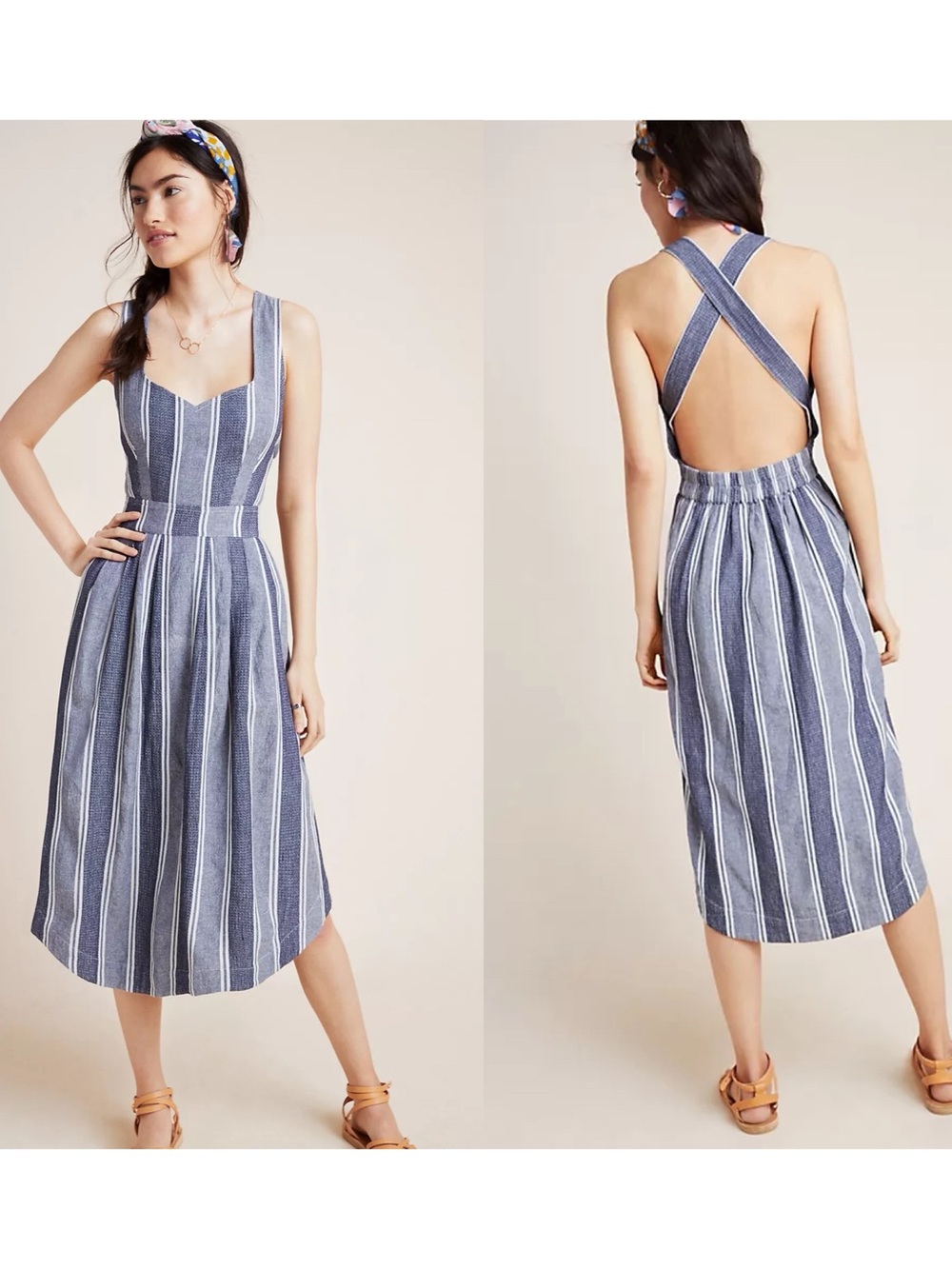 Anthropologie The Odells Polly Striped Midi Dress